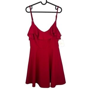 NWT Altar'd StateRed Ruffle Detail Strappy Fit & Flare Skater Dress Size Medium